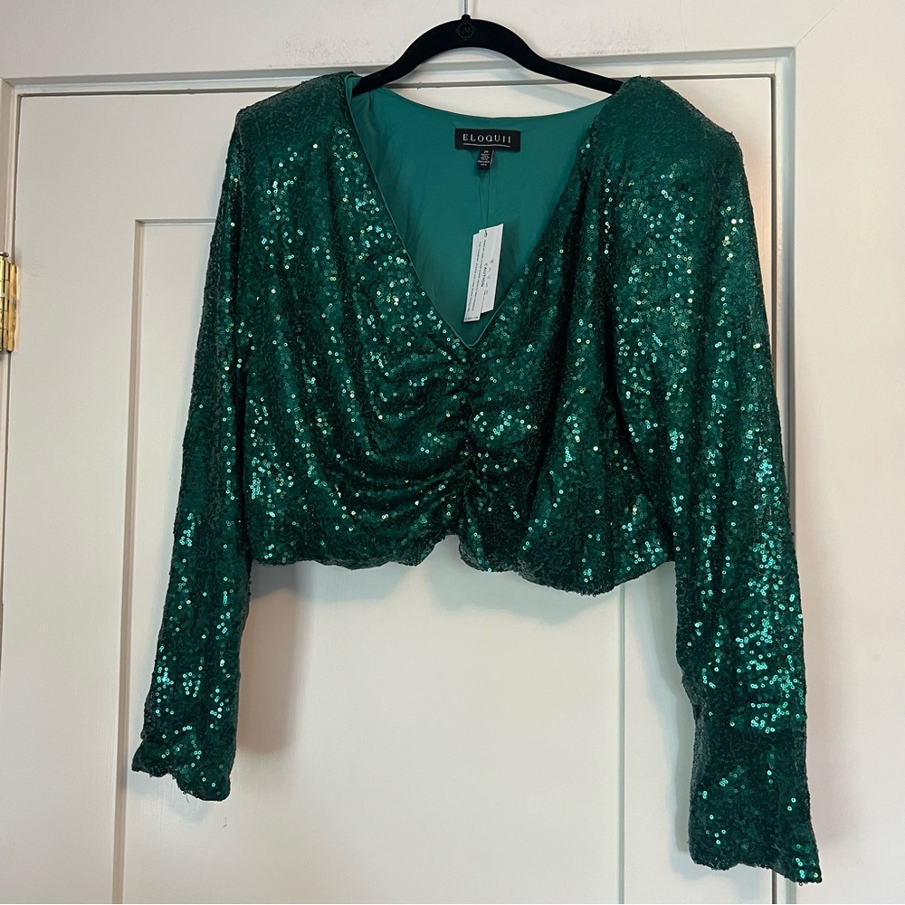 ELOQUII sequin crop top